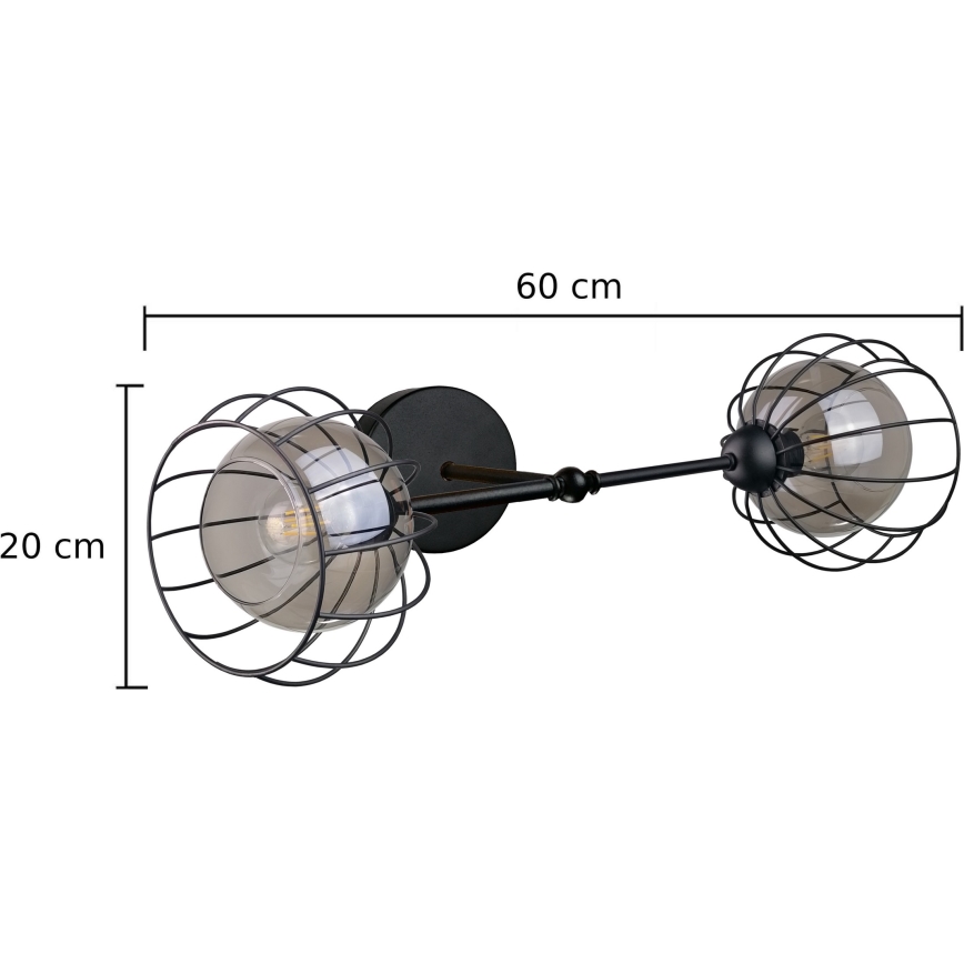 Iluminação de parede SOLO BLACK 2xE27/60W/230V