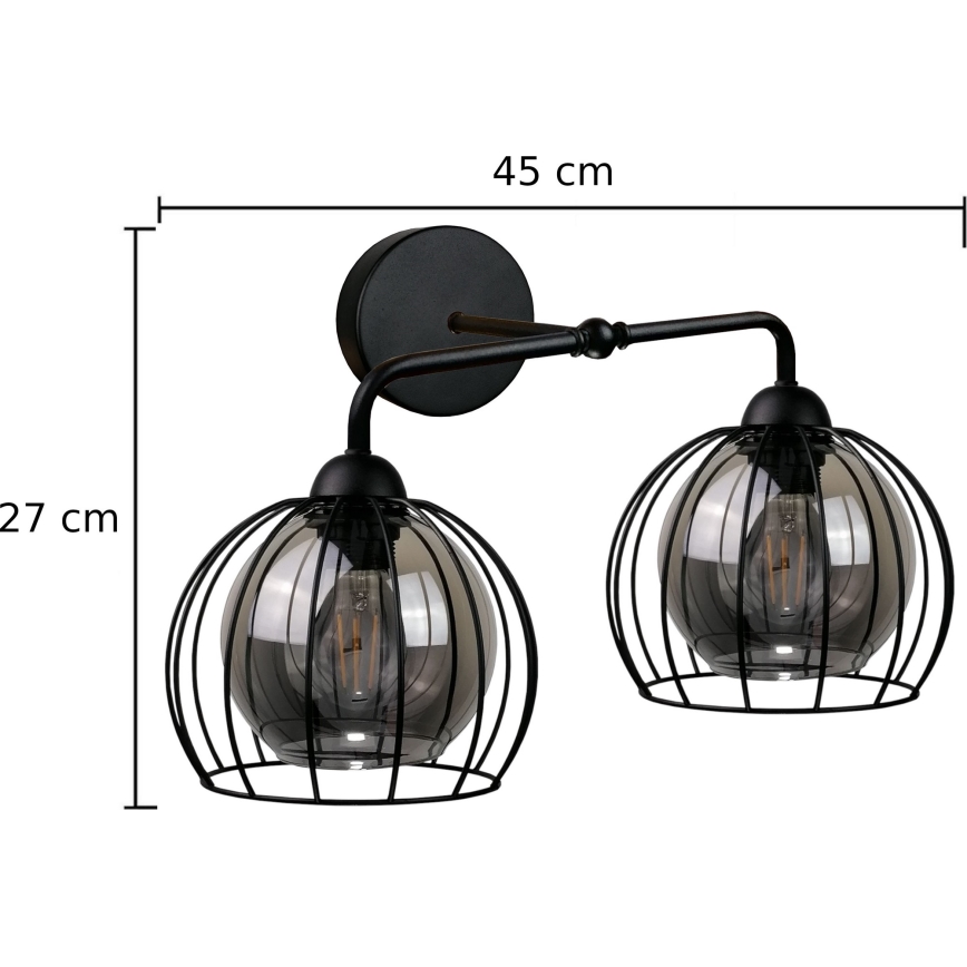 Iluminação de parede SOLO BLACK 2xE27/60W/230V