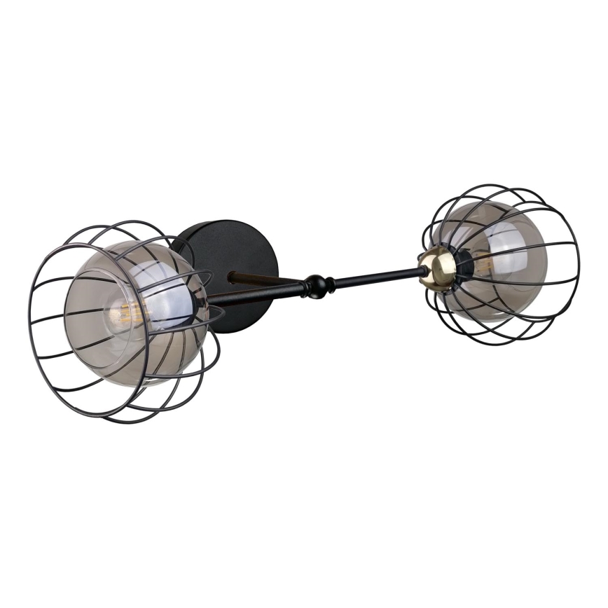 Iluminação de parede SOLO BLACK 2xE27/60W/230V preto/dourado