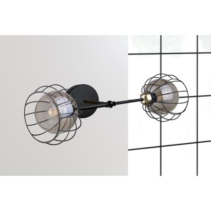 Iluminação de parede SOLO BLACK 2xE27/60W/230V preto/dourado