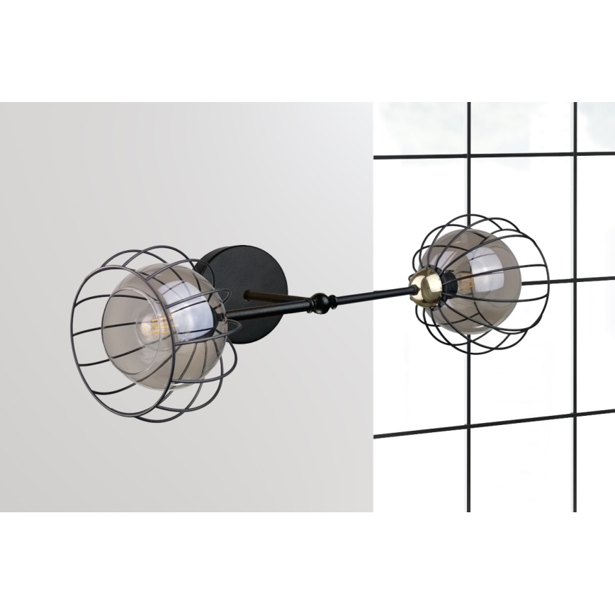 Iluminação de parede SOLO BLACK 2xE27/60W/230V preto/dourado