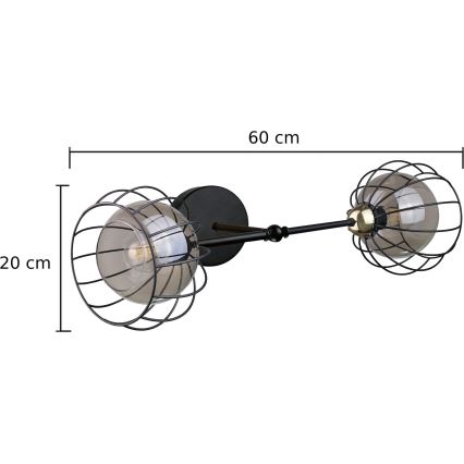 Iluminação de parede SOLO BLACK 2xE27/60W/230V preto/dourado