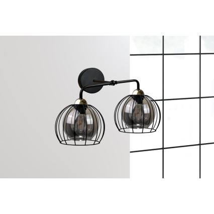 Iluminação de parede SOLO BLACK 2xE27/60W/230V preto/dourado
