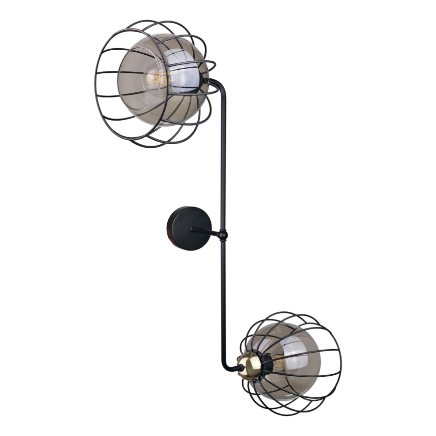 Iluminação de parede SOLO BLACK 2xE27/60W/230V preto/dourado