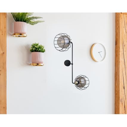 Iluminação de parede SOLO BLACK 2xE27/60W/230V preto/dourado