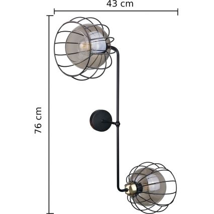 Iluminação de parede SOLO BLACK 2xE27/60W/230V preto/dourado