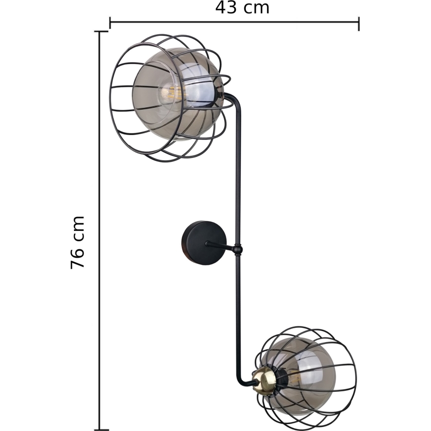Iluminação de parede SOLO BLACK 2xE27/60W/230V preto/dourado