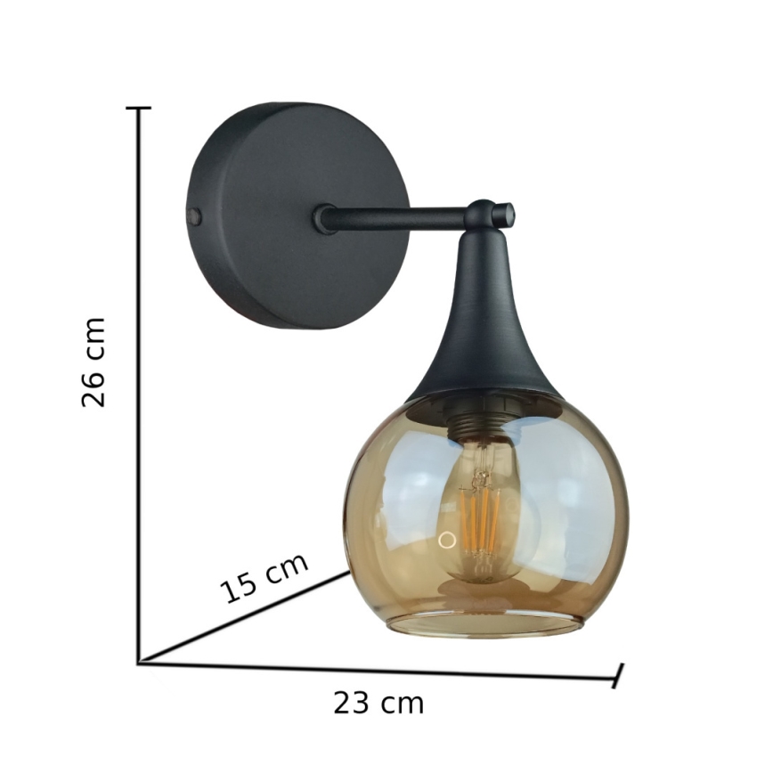 Iluminação de parede STAR 1xE27/60W/230V preto/fumado bege