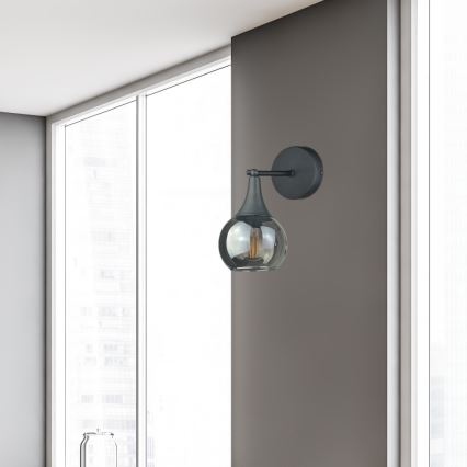 Iluminação de parede STAR 1xE27/60W/230V preto/fumado preto