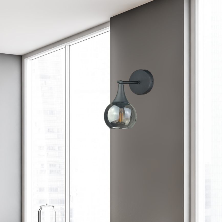 Iluminação de parede STAR 1xE27/60W/230V preto/fumado preto