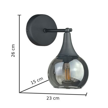 Iluminação de parede STAR 1xE27/60W/230V preto/fumado preto