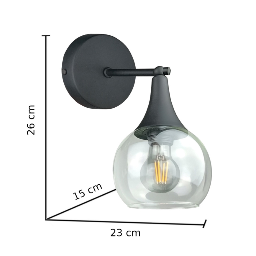 Iluminação de parede STAR 1xE27/60W/230V preto/transparente