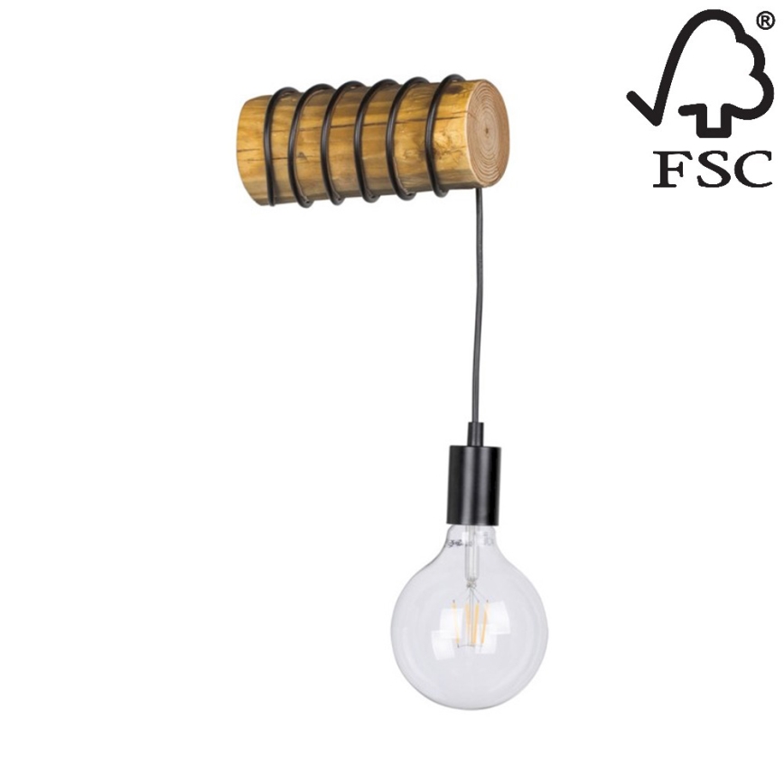 Iluminação de parede TRABO 1xE27/25W/230V pinho - certificado por FSC