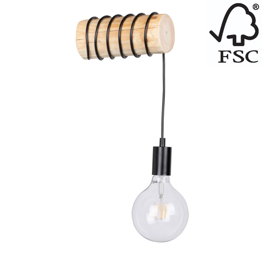 Iluminação de parede TRABO 1xE27/60W/230V pinho - certificado por FSC