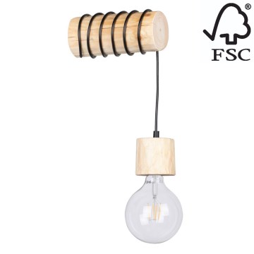Iluminação de parede TRABO 1xE27/60W/230V pinho - certificado por FSC