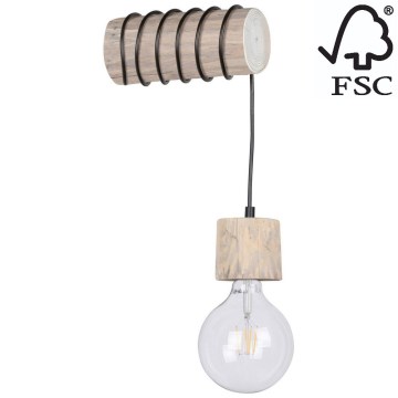 Iluminação de parede TRABO 1xE27/60W/230V pinho - certificado por FSC