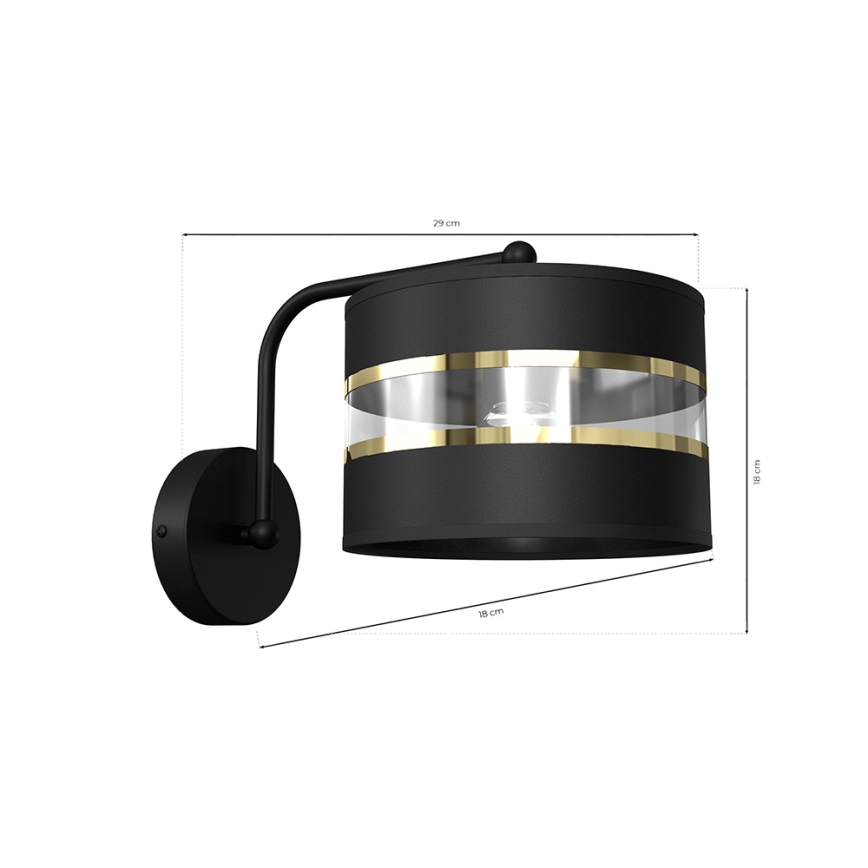 Iluminação de parede ULTIMO 1xE27/60W/230V preta