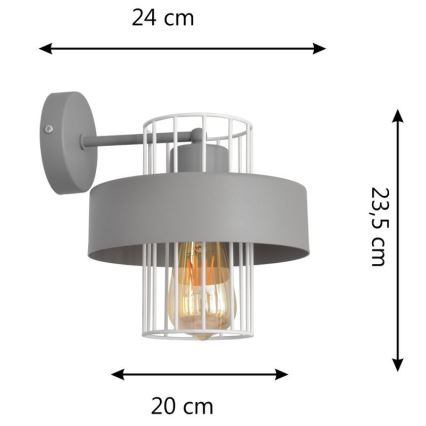 Iluminação de parede VOLTA 1xE27/15W/230V cinzento