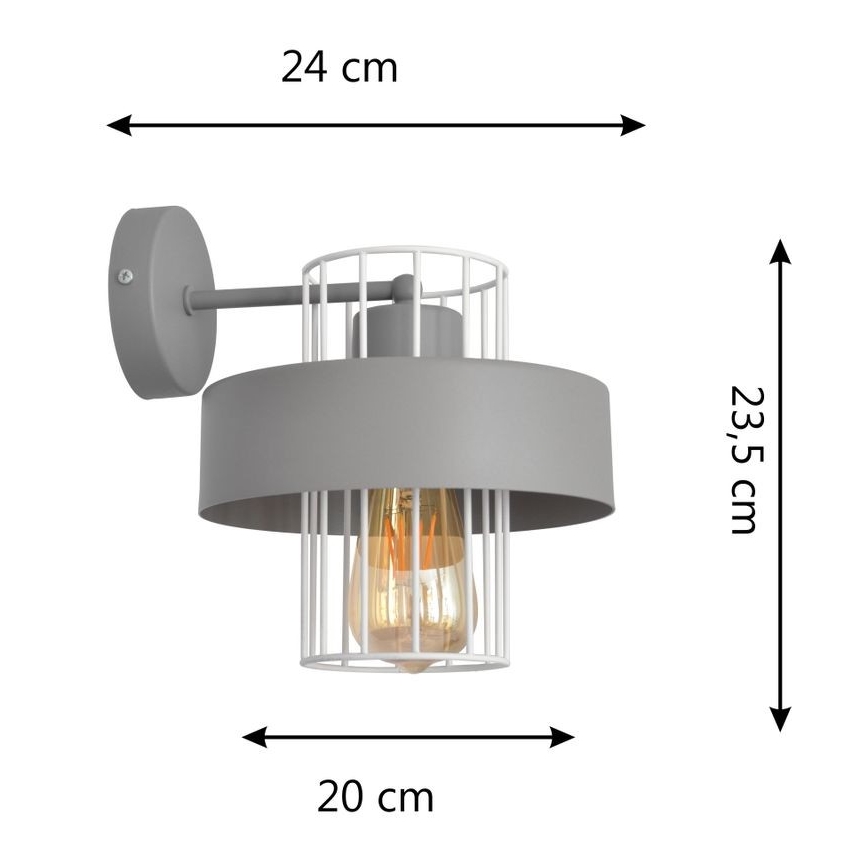 Iluminação de parede VOLTA 1xE27/15W/230V cinzento
