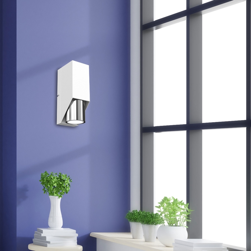 Iluminação de parede WALL 1xGU10/8W/230V branco/cromado brilhante
