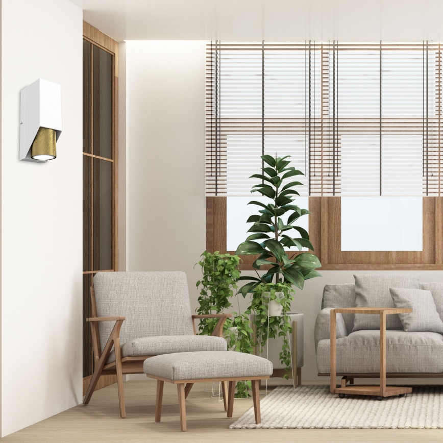 Iluminação de parede WALL 1xGU10/8W/230V branco/latão