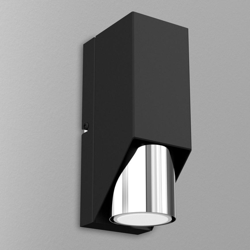 Iluminação de parede WALL 1xGU10/8W/230V preto/cromado brilhante