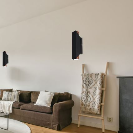Iluminação de parede WALL 2xGU10/8W/230V preto/cobre