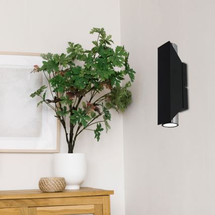 Iluminação de parede WALL 2xGU10/8W/230V preto/cromado brilhante