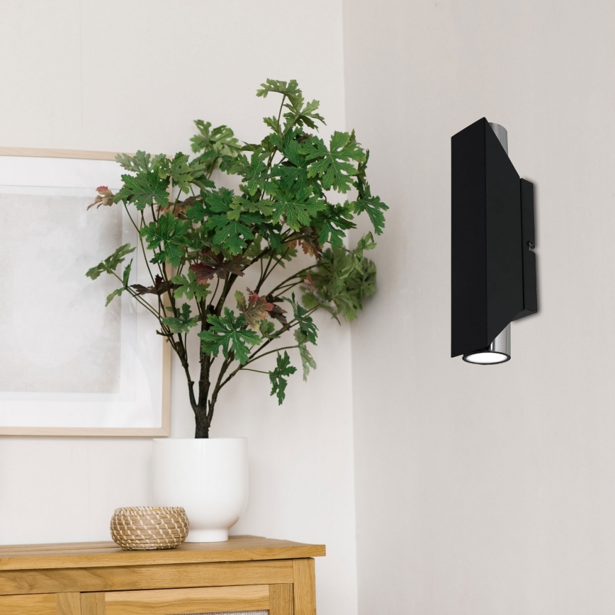 Iluminação de parede WALL 2xGU10/8W/230V preto/cromado brilhante