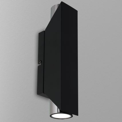 Iluminação de parede WALL 2xGU10/8W/230V preto/cromado brilhante