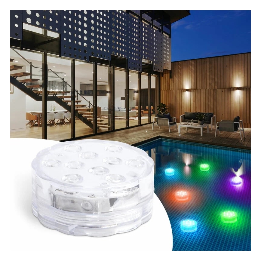 Iluminação de piscina LED regulável LED/3xAAA IP68 + controlo remoto