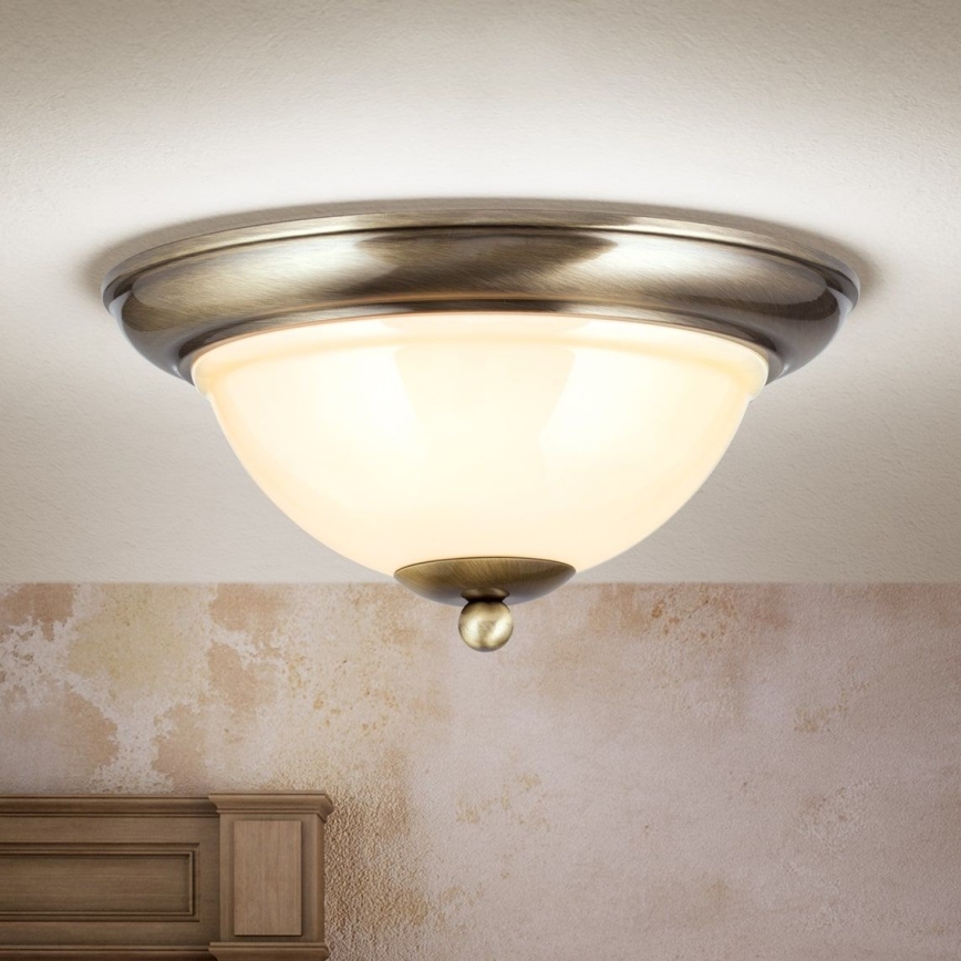 Iluminação de teto AUSTRIAN OLD LAMP 2xE27/60W/230V diâmetro 27 cm bronze/bege