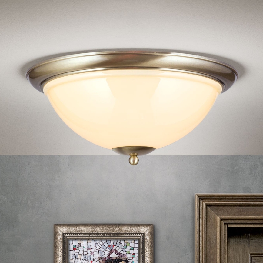Iluminação de teto AUSTRIAN OLD LAMP 3xE27/60W/230V diâmetro 50 cm bronze/bege