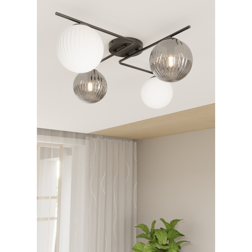 Iluminação de teto AZURA 4xE14/10W/230V preto/cinzento/branco