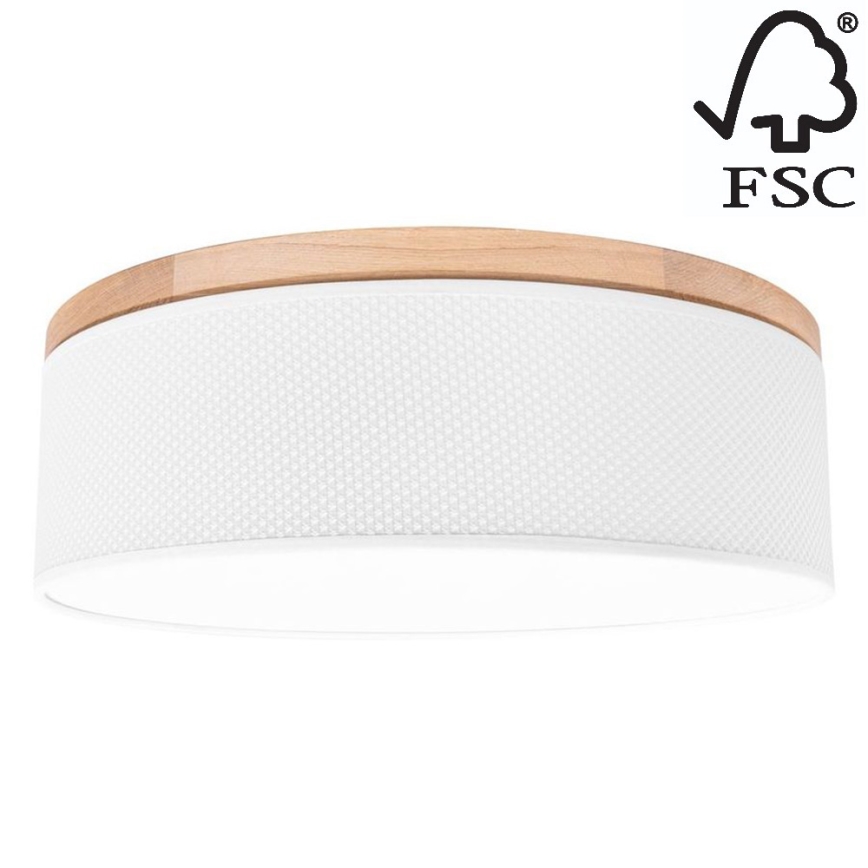 Iluminação de teto BENITA 2xE27/25W/230V diâmetro 48 cm branco/carvalho – FSC certificado