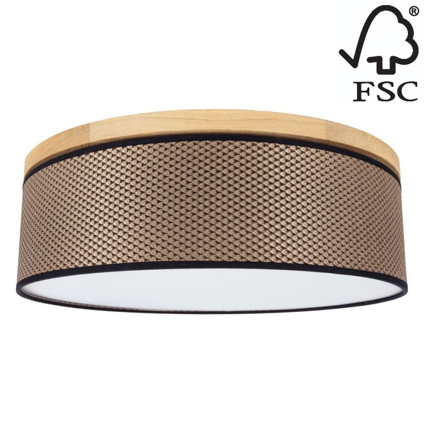 Iluminação de teto BENITA 2xE27/25W/230V diâmetro 48 cm castanho/carvalho – FSC certificado
