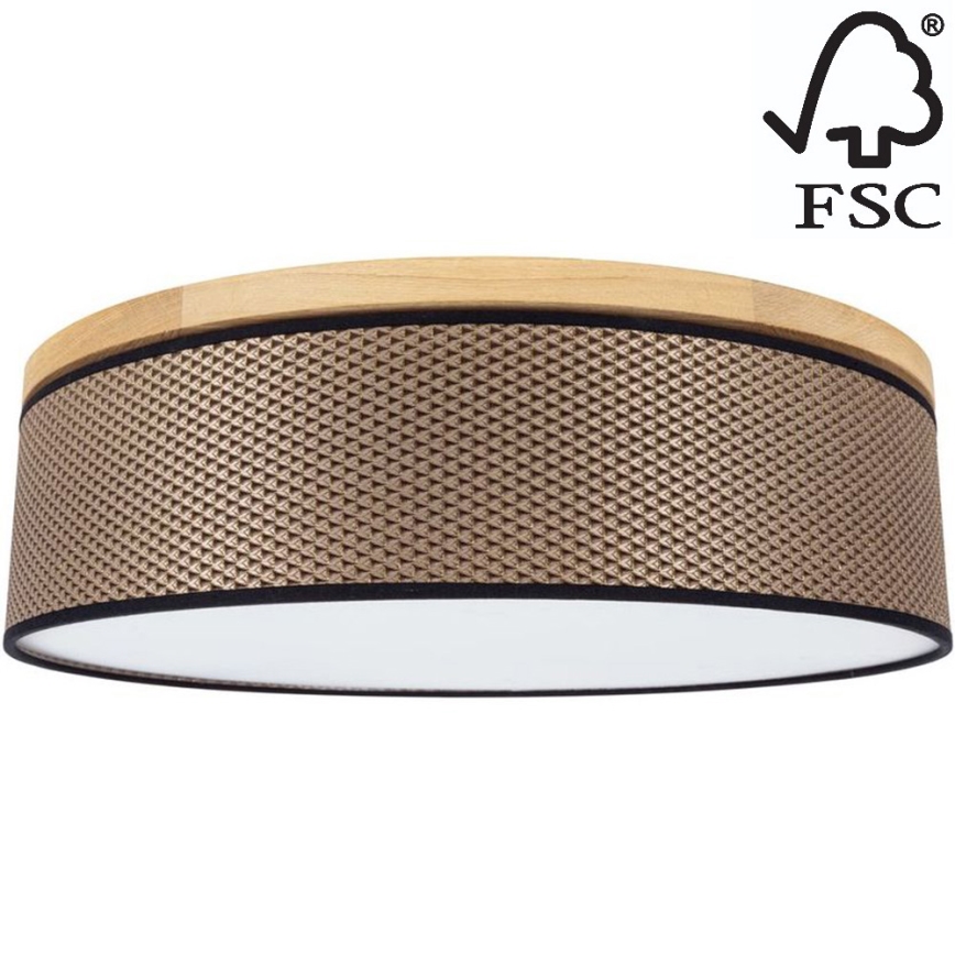 Iluminação de teto BENITA 4xE27/25W/230V diâmetro 58 cm castanho/carvalho – FSC certificado