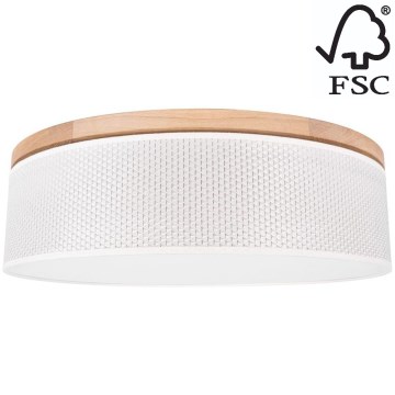 Iluminação de teto BENITA 4xE27/25W/230V diâmetro 58 cm creme/carvalho – FSC certificado