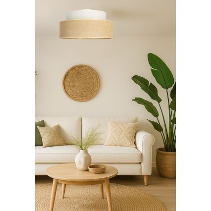 Iluminação de teto BOHO 1xE27/60W/230V branco/bege