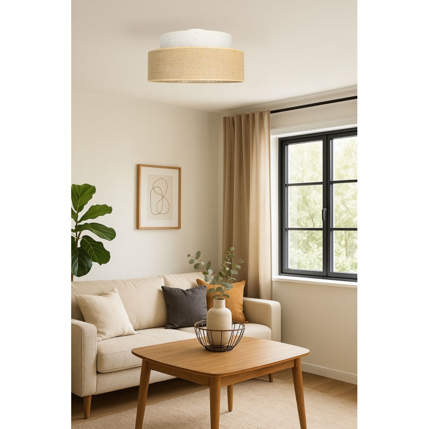 Iluminação de teto BOHO 1xE27/60W/230V branco/bege