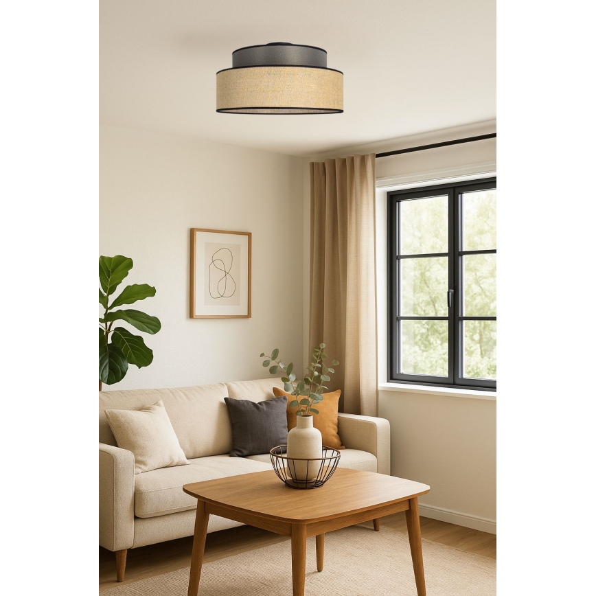 Iluminação de teto BOHO 1xE27/60W/230V castanho/bege