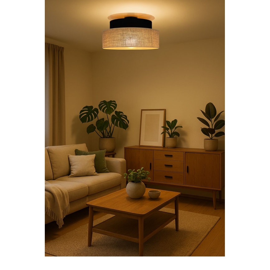 Iluminação de teto BOHO 1xE27/60W/230V preto/bege
