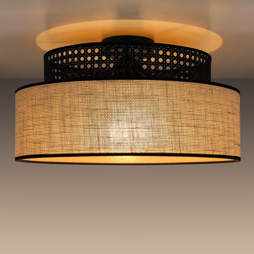 Iluminação de teto BOHO 1xE27/60W/230V preto/vime