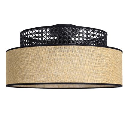 Iluminação de teto BOHO 1xE27/60W/230V preto/vime