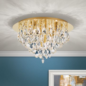 Iluminação de teto de cristal CELESTE 6xG9/40W/230V diâmetro 45 cm dourado