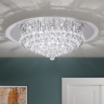 Iluminação de teto de cristal GLORIA 9xG9/40W/230V diâmetro 62 cm transparente/cromado brilhante