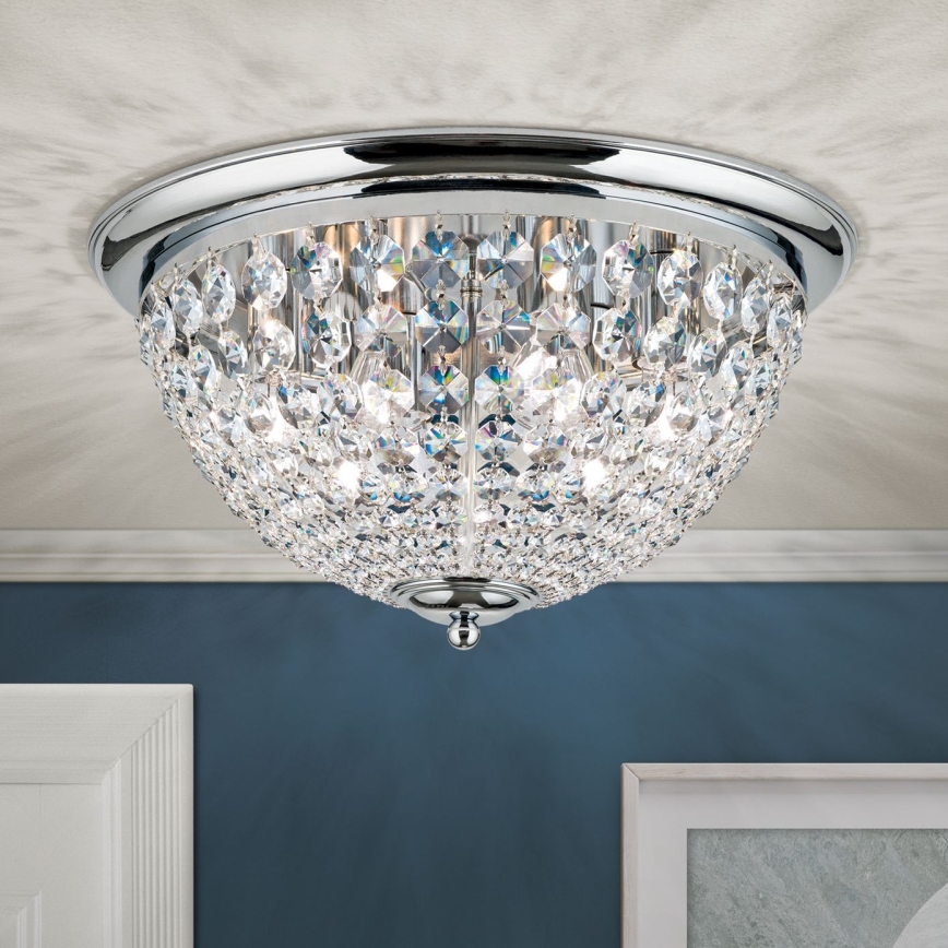 Iluminação de teto de cristal PLAFOND 6xE27/40W/230V diâmetro 47 cm cromado brilhante
