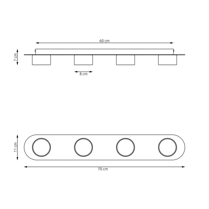 Iluminação de teto DIAZ 4xGX53/12W/230V preto