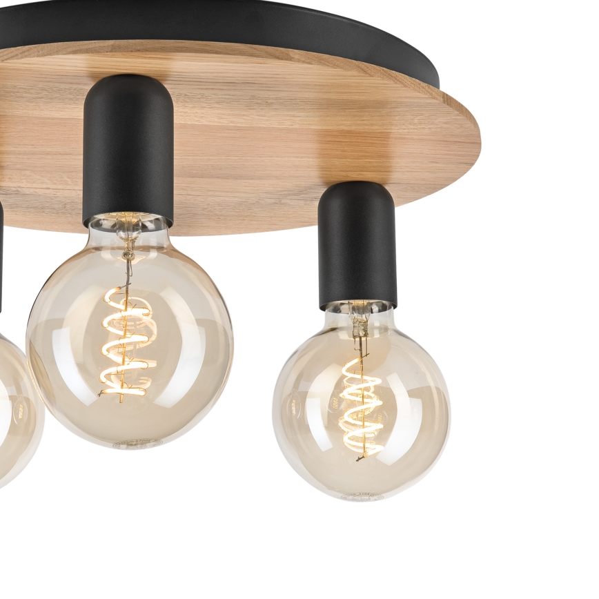 Iluminação de teto DUSTY 3xE27/15W/230V diâmetro 34 cm carvalho/preto