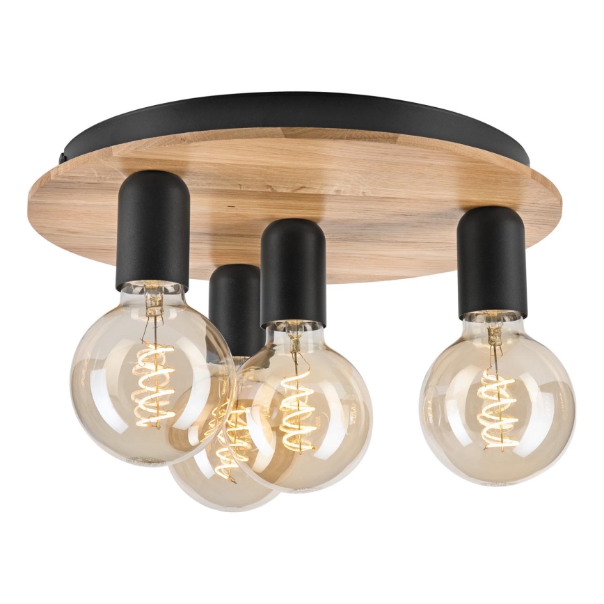 Iluminação de teto DUSTY 4xE27/15W/230V diâmetro 34 cm carvalho/preto